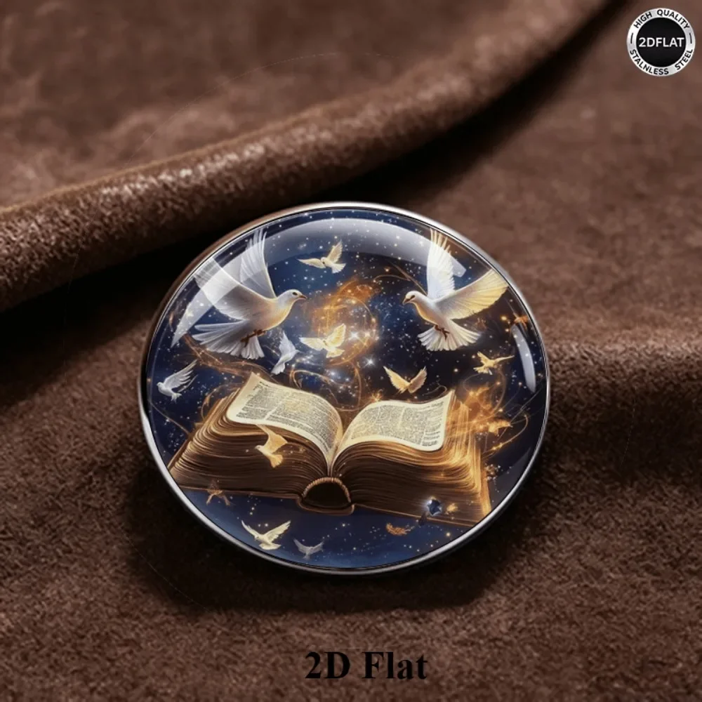 6/12/20 Pcs 2D Flat Bible & Dove Brooch,Stainless Steel Anti‑Scratch Lapel Pin,Backpack Hat Clothing Accessory,Faith Themed Gift