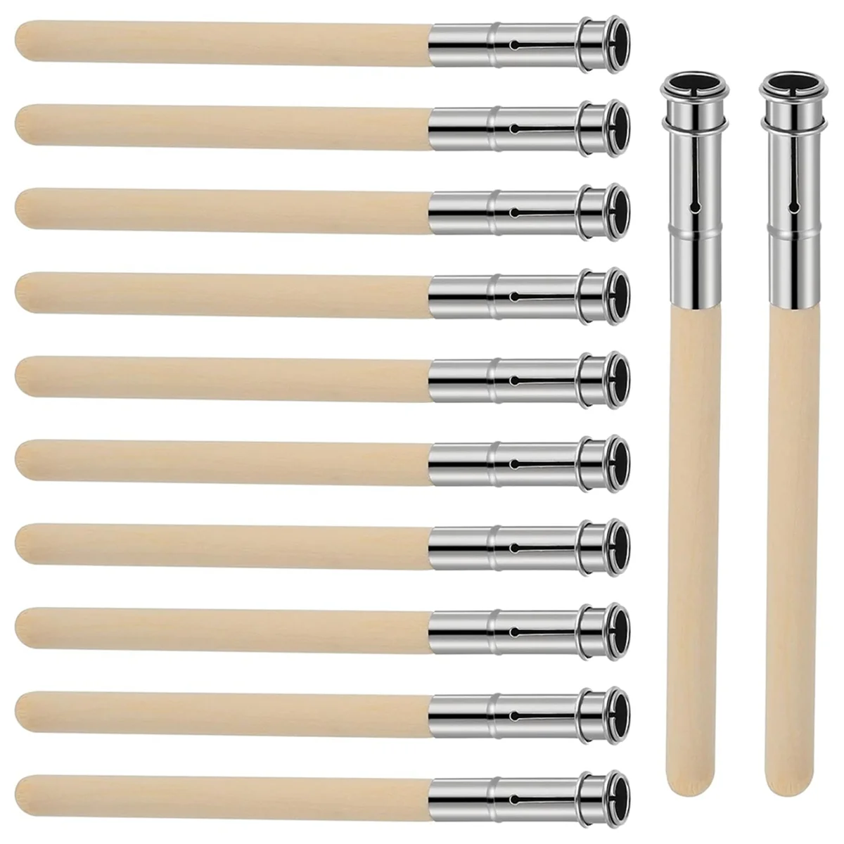 12 PCS Wooden Pencil Pencil Extenders for Artists with Adjustable Metal Handle Lengthener Pencil Pull Charcoal Holder