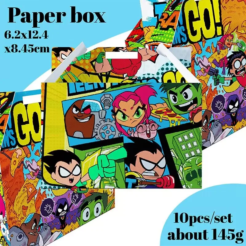 The Teen Titans GO Gift Box blue Cartoon Hard Paper Box Holiday Small Gift Packaging Window Candy Box Supply Kid Birthday Party