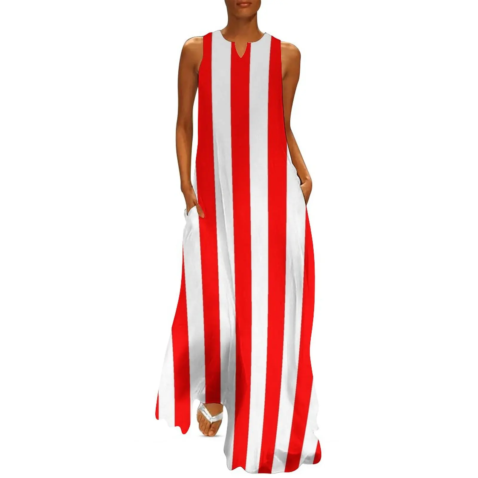 

Red and White Vertical Stripes Long Dress sexy short dresses daring purple dress Dress