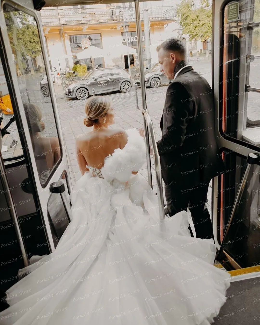 One Shoulder Applique Floral Dress A-line White Wedding Dresses For Women 2023 Bride Floor Length Evening Dress With Train