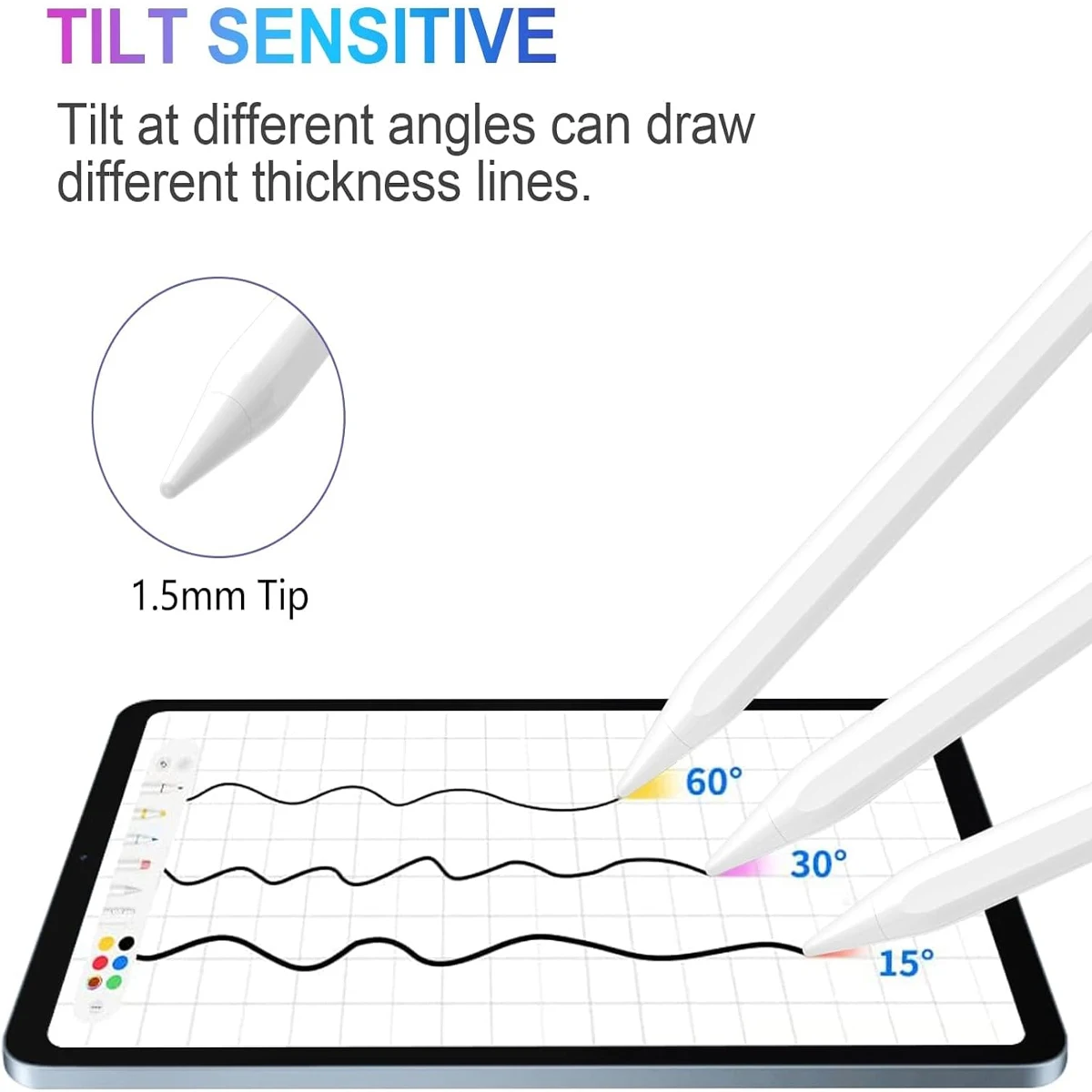 Fotografia 3: Caneta Stylus para iPad Pencil 11a Geração A16, Apple Pencil Palm Rejeição e Sensibilidade de Inclinação, Compatível 2018-2025 iPad6-10th
