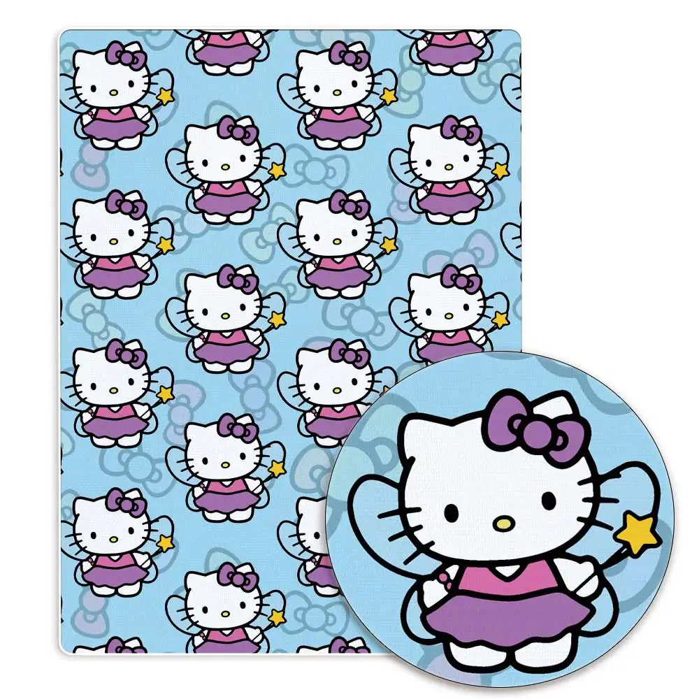 Hello Kitty 140x50CM tkanina bawełniana z motywem kreskówkowym patchworkowa tkanina dziecięca do szycia sukienka dla lalek zasłona poliestrowa tkanina bawełniana