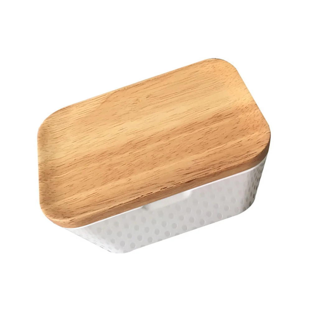 

Butter Container French Butter Dish 13.8x10x6.8cm Wooden Lid Sealed Box Kitchen Storage Box Crisper Food Container Refrigerator