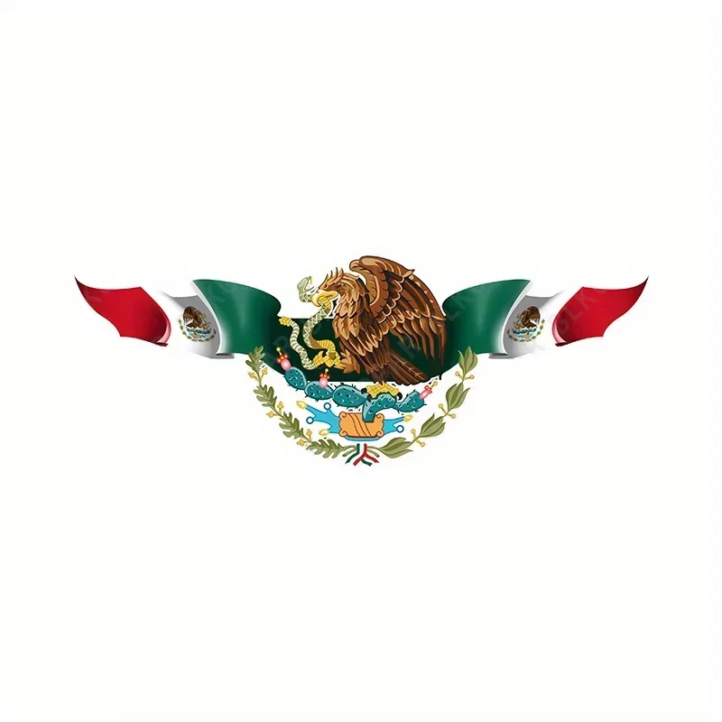 

1PC Mexican Flag Eagle Coated Stickers,Self-Adhesive Semi-Glossy Cartoon Design, Vibrant Mexican National Flag Auto & Moto Decor
