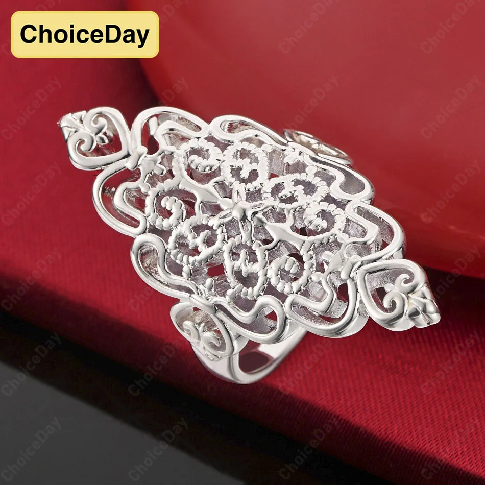 

ChoiceDay Fashion 925 Sterling Silver 6-10 Exquisite Diamond Carved Pattern Ring Women's Jewelry Accessories Temperament