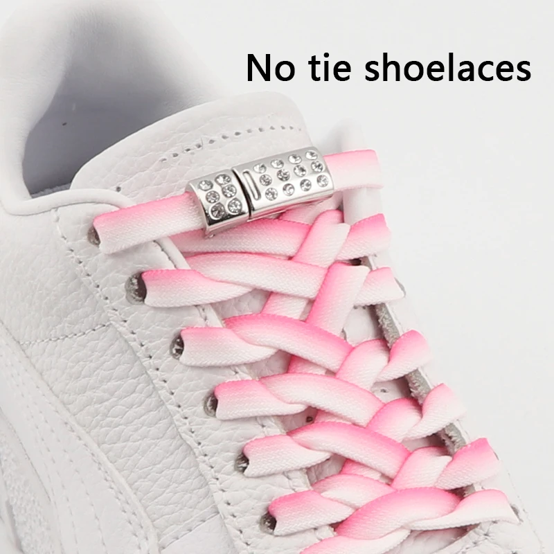 New Diamond Magnetic Shoelaces Lock No Tie Shoe Laces Without Ties Shoelace Gradient Elastic Flat Laces for Sneakers Kids Adults