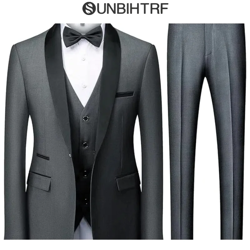 

Men's 3-Piece Slim Fit Suit Set for Wedding/Prom (Blazer+Vest+Trousers)