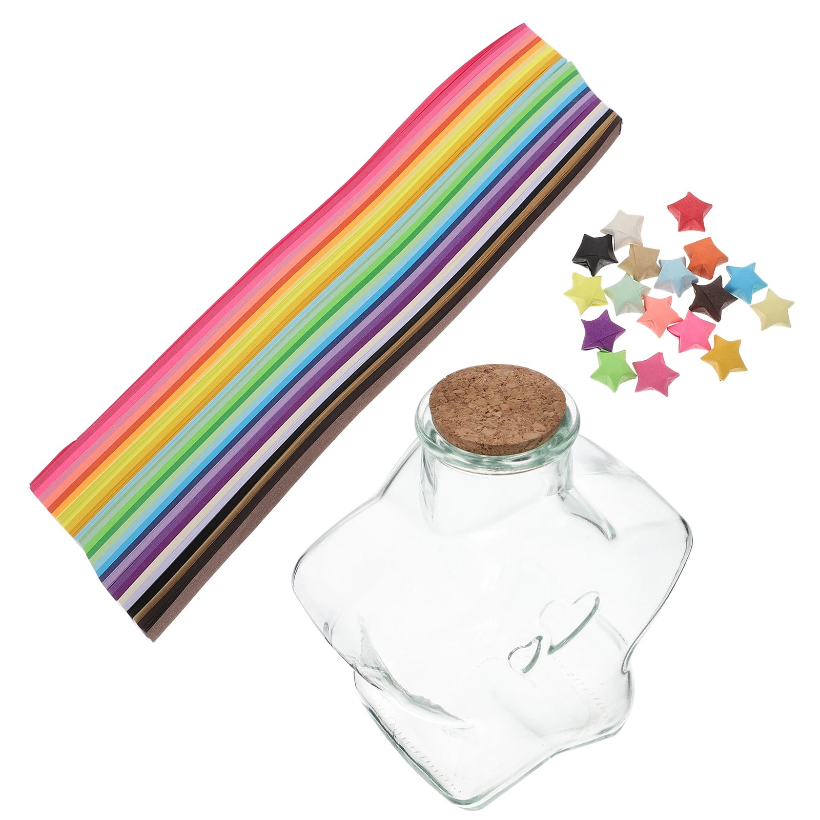 

540 Pieces Bottle Origami Star Paper Strips Decor Kit Teens Girls Paper Stars Room DIY Birthday Gifts Storage Jar