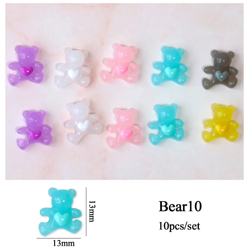 10 Teile/los Kawaii Gelee Gummibärchen Nail art Charms Blume Süße Mixed Candy 3D Luxus Nägel Dekoration DIY Maniküre Zubehör – Detail 4