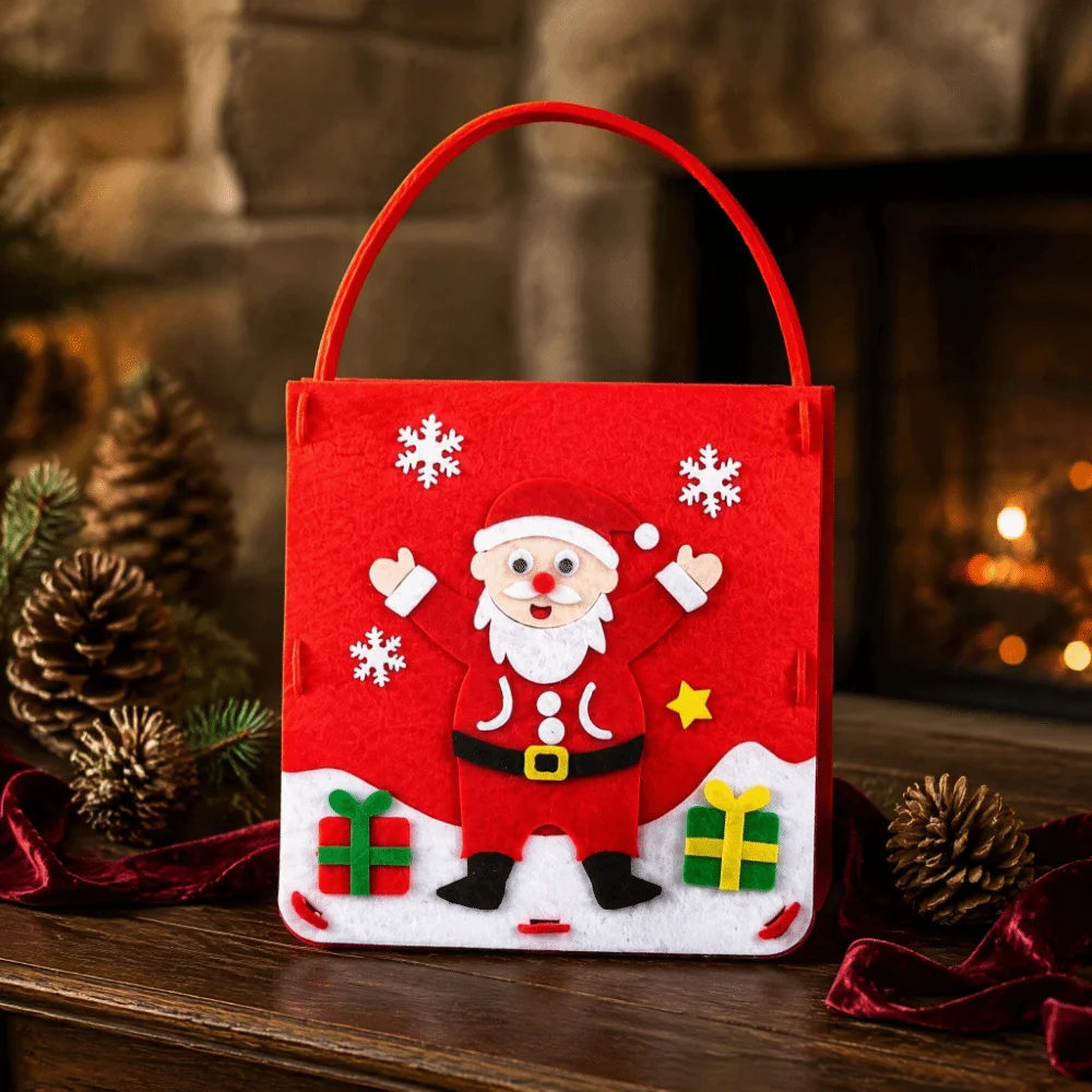 Non-woven Fabric DIY Xmas Candy Bag Santa Claus Snowman Christmas Bag Handmade Christmas Tree Portable Elk Handbag Toddlers