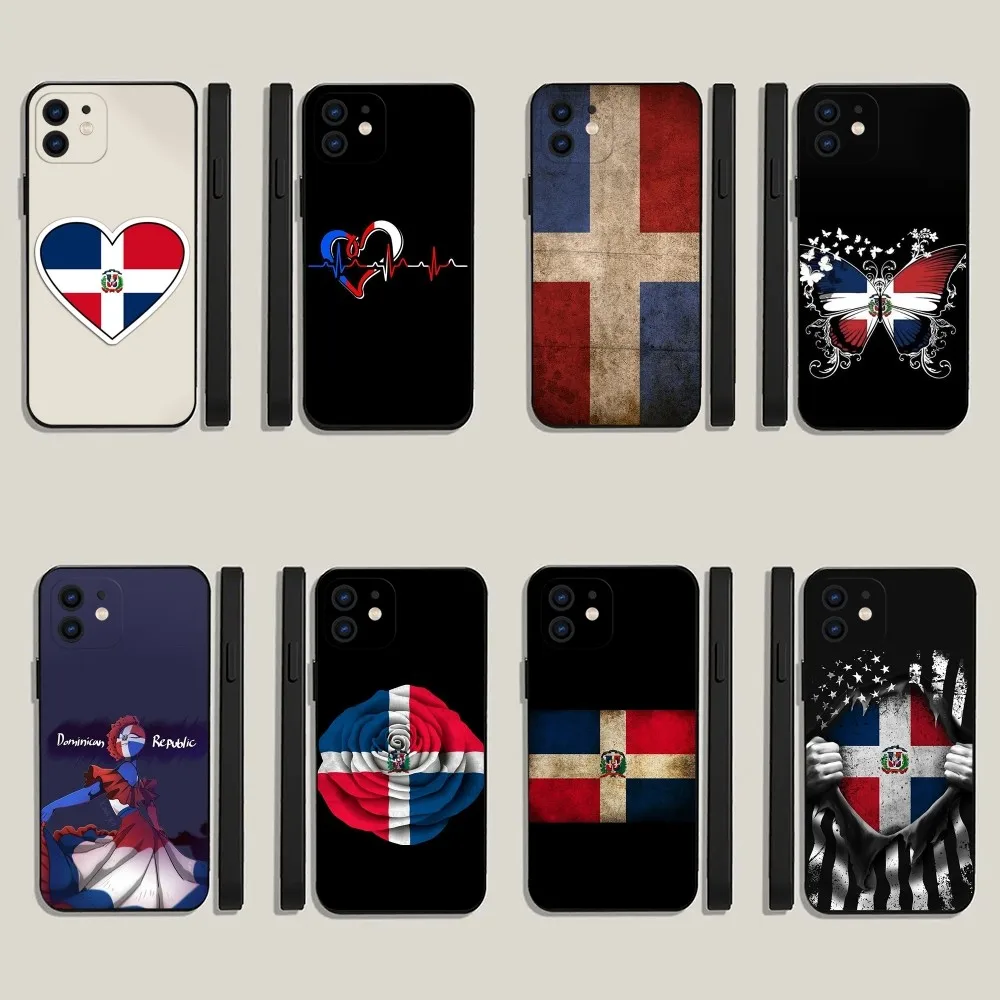 Dominican Republic Flag  Phone Case For iPhone 15,14,13,12,11,Plus,Pro Max,XS,X,XR,SE,Mini,8,7 Soft Silicone Black Cover