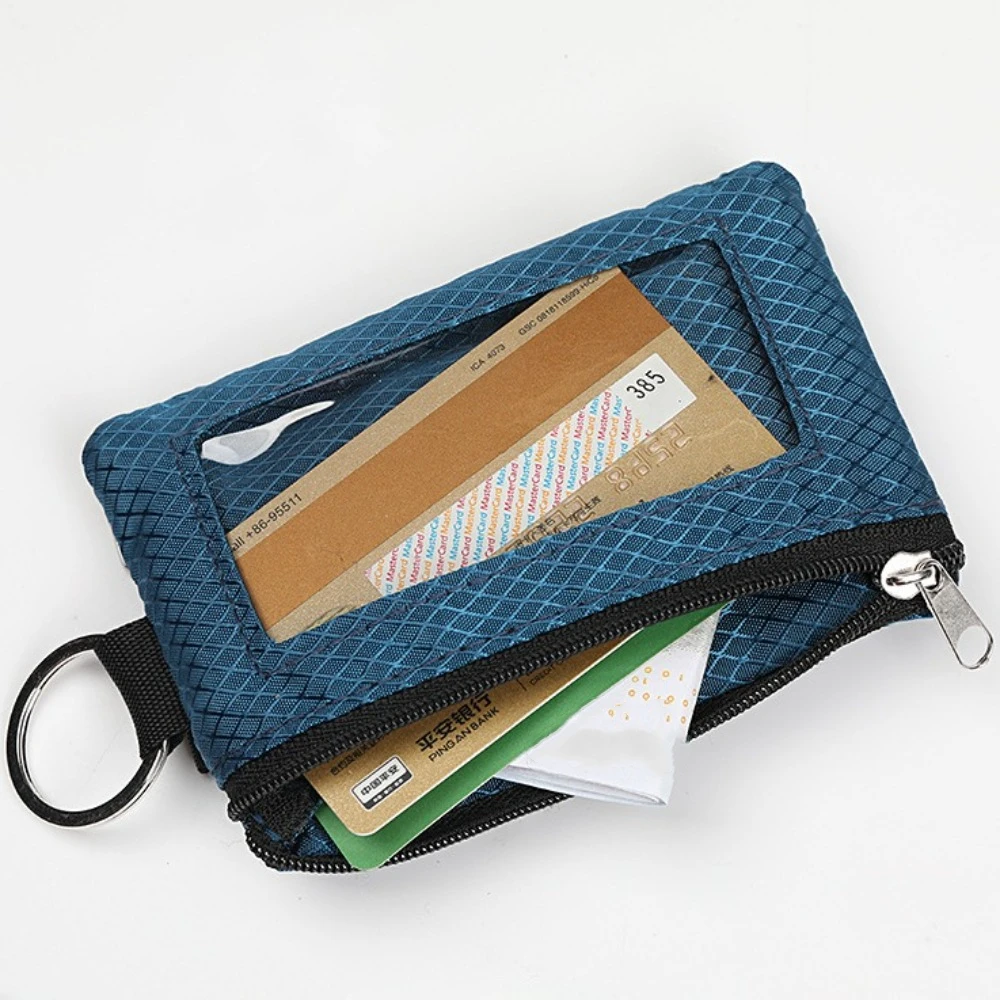 Portable RFID Signal Shielding Coin Bag with Lanyard Card Sleeve Mini Wallet with Neck Strap Zipper Pouch Waterproof