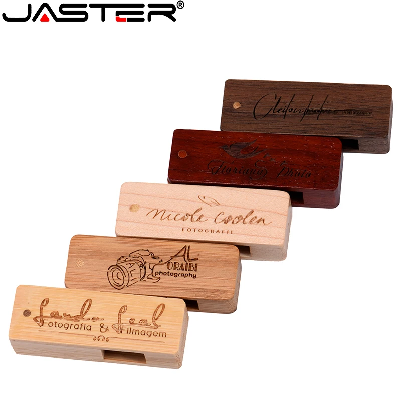 محرك أقراص فلاش USB 2.0 خشبي من JASTER محرك أقراص 64 جيجابايت 32 جيجابايت 16 جيجابايت هدية زفاف عصا ذاكرة شعار مخصص مجاني هدايا تصوير الزفاف