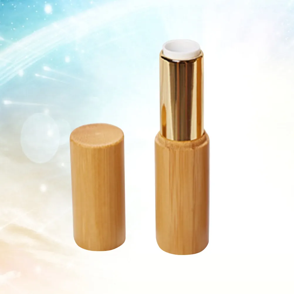 12.1mm Empty Lip Balm Tube Bamboo Design Push Wheel Dispenser Eco Friendly Non Toxic PP Material for Containers DIY
