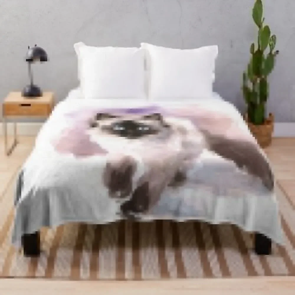 

Watercolor Siamese Cat Throw Blanket Thermals For Travel Beach Luxury Brand Decorative Sofa Blankets