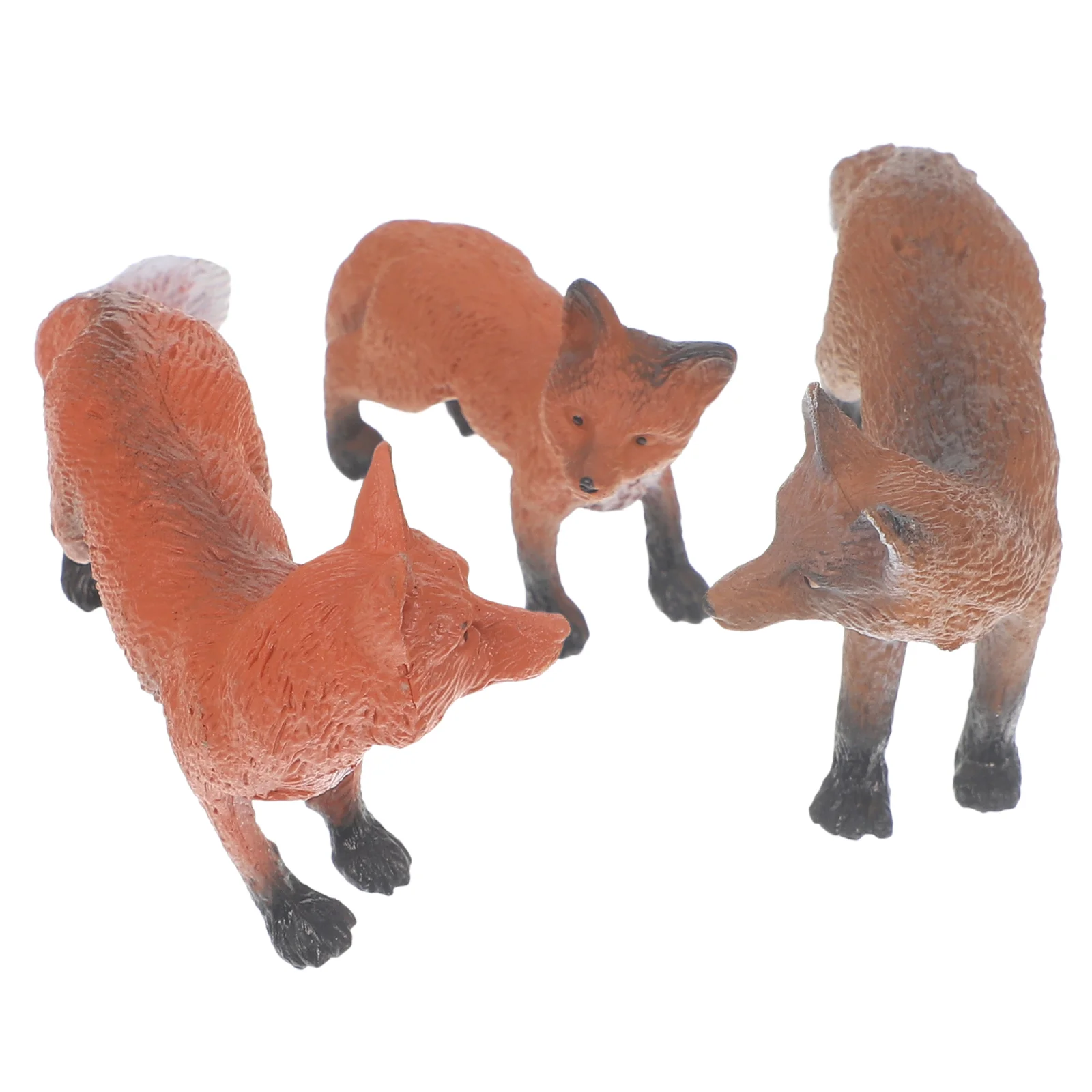 

3 Pcs Fox Model Wild Animal Figurines Forest Figures Toys Boys Realistic Playing Child