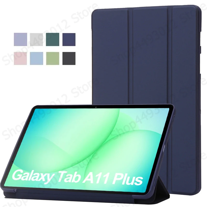 

For Samsung Tab A11 Plus Case 11 inch Trifold PU Leaher Soft TPU Back Stand Tablet Shell For Funda Galaxy Tab A11 Plus Case 11"