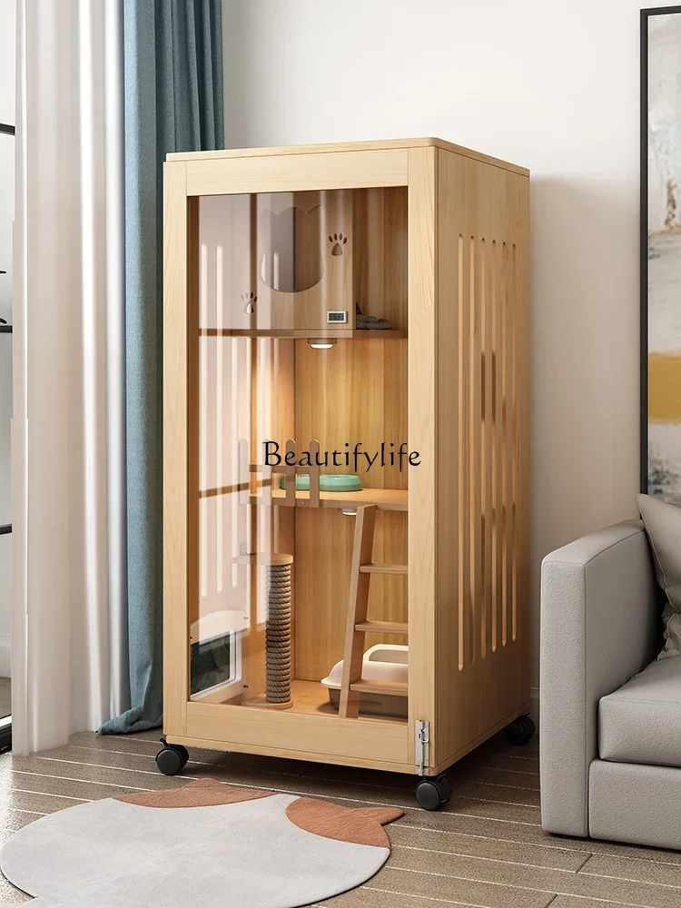 

*Solid Wood Cat Villa Home Three-Layer Indoor Breeding Cage Multi-Layer Kitten Room
