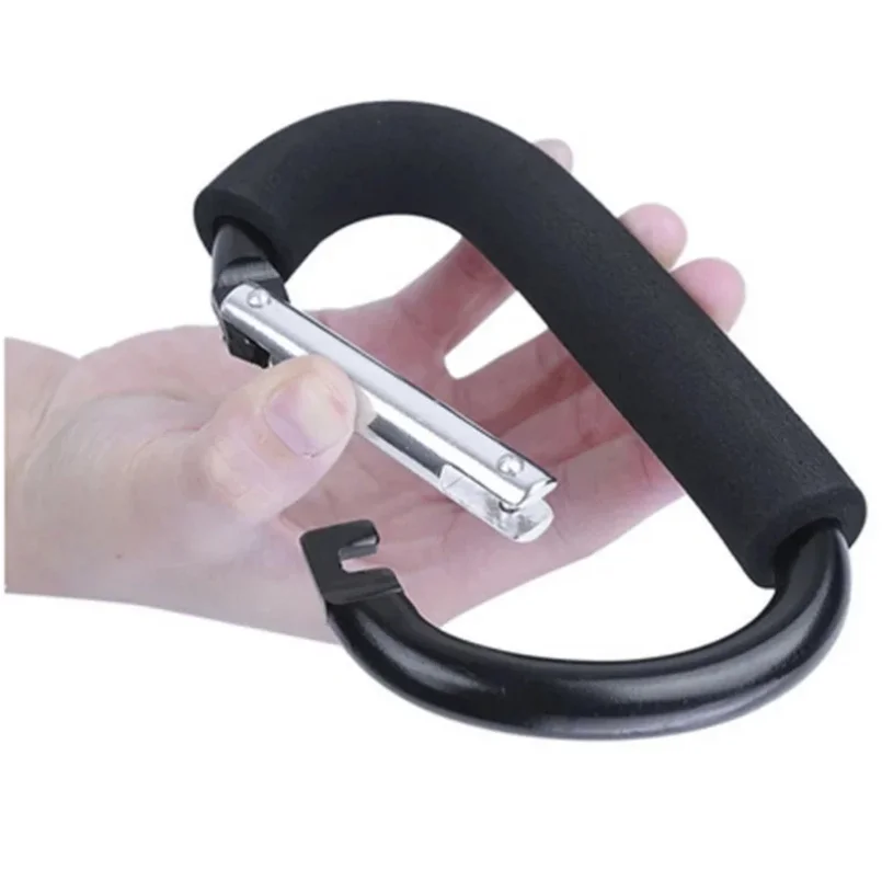 

Outdoor Climbing Buckle Sponge Handle Baby Stroller Hook Aluminum Alloy D-type Spring Buckle Portable Shopping Bag Handle Buckle