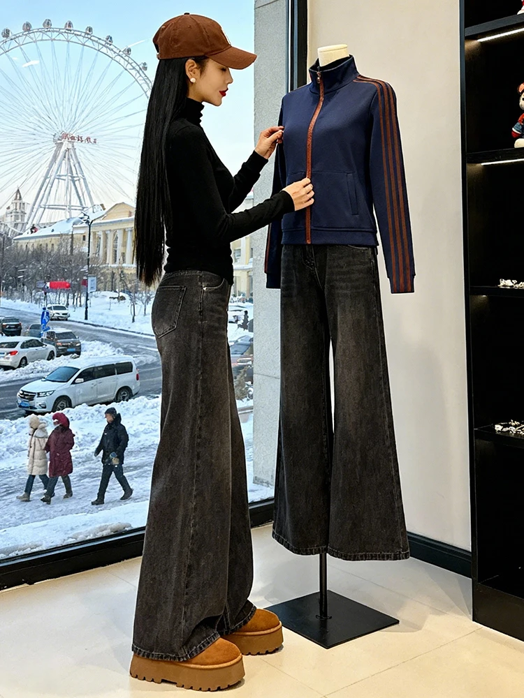 معطف نسائي من Thiened Fce بياقة واقفة من القطن كاجوال بقصة ضيقة للشتاء الدافئ وسحاب للإغلاق ملابس خارجية بلون Blo