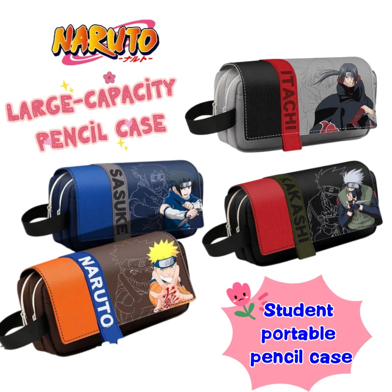 NARUTO Uzumaki Naruto Uchiha Sasuke Multi-layer Large Capacity Stationery Box High Color Value Anime Cartoon Student Pencil Case