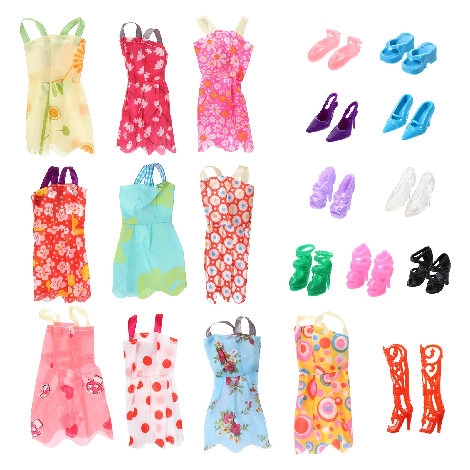 

60 шт. аксессуаров для одежды, миниатюрные аксессуары для кукольного домика, наряды принцессы, ботинки для игрушек