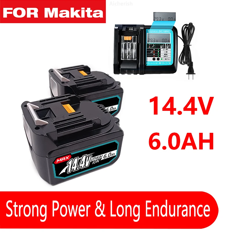 Upgrade Board 14.4V 6.000 mAh Charging Lithium-Ion Battery With Charger Bl1460Bl14301415194066-1 For Makita Power Tools