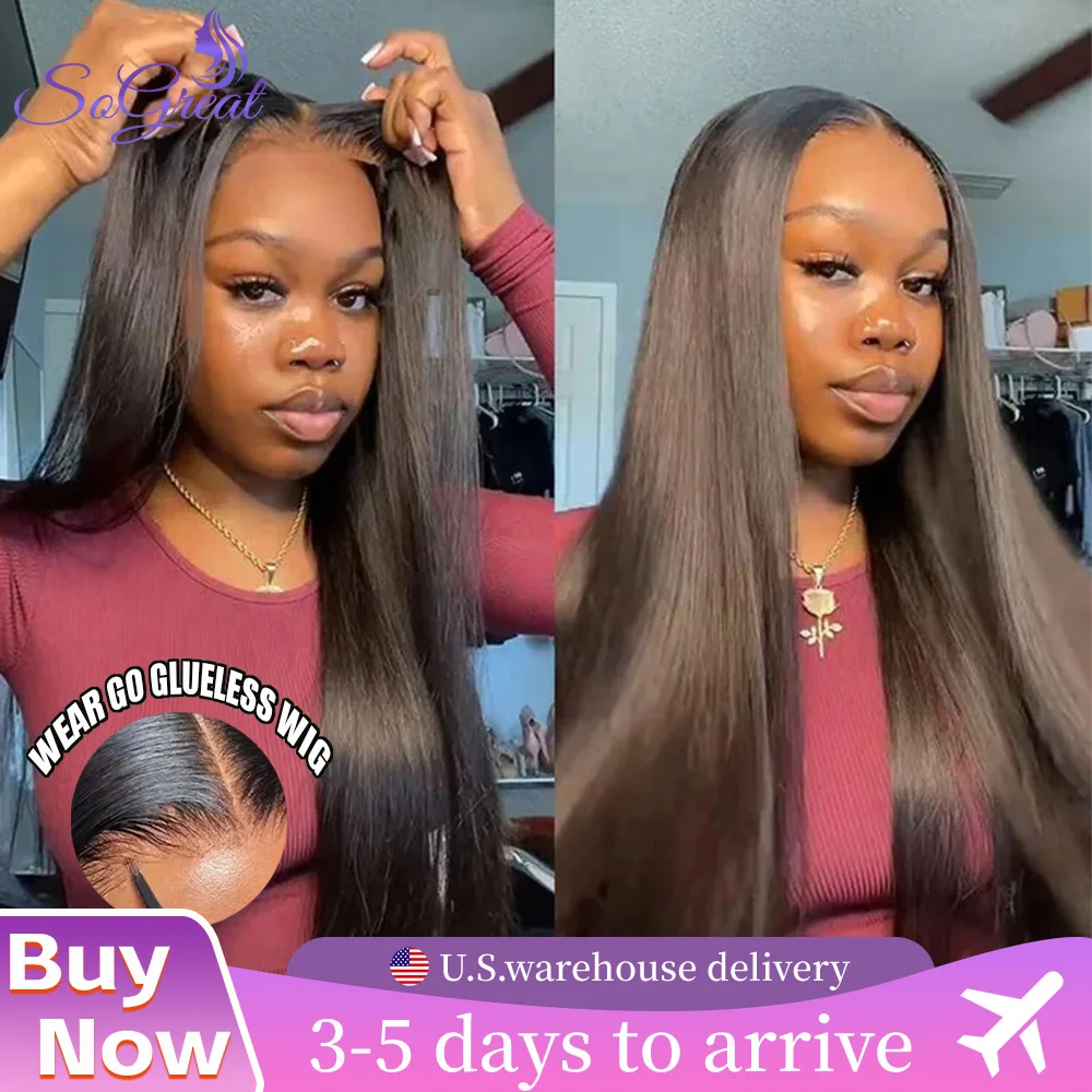 

SoGreat Бесклеевой парик Bone Прямые парики из натуральных волос 5x5 Hd Парик с закрытием шнурка 4x4 Парик из человеческих волос Готов к ношению бразильский