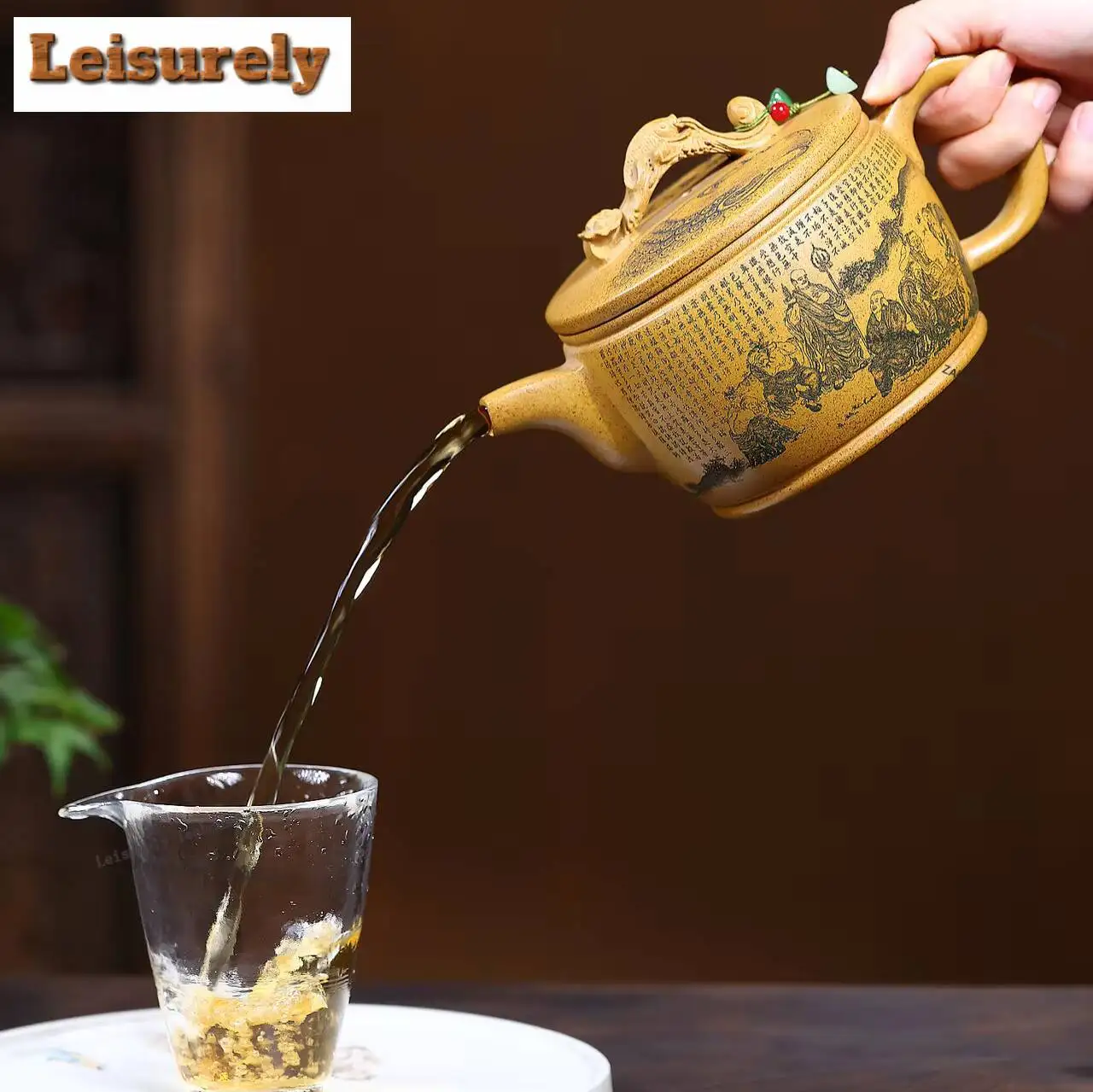 630ml Creative Yixing Purple Clay Teapots Handmade Large Caliber Pot Raw Ore The Keel Gold Sand Mud Kettle Zisha Tea Set Craft