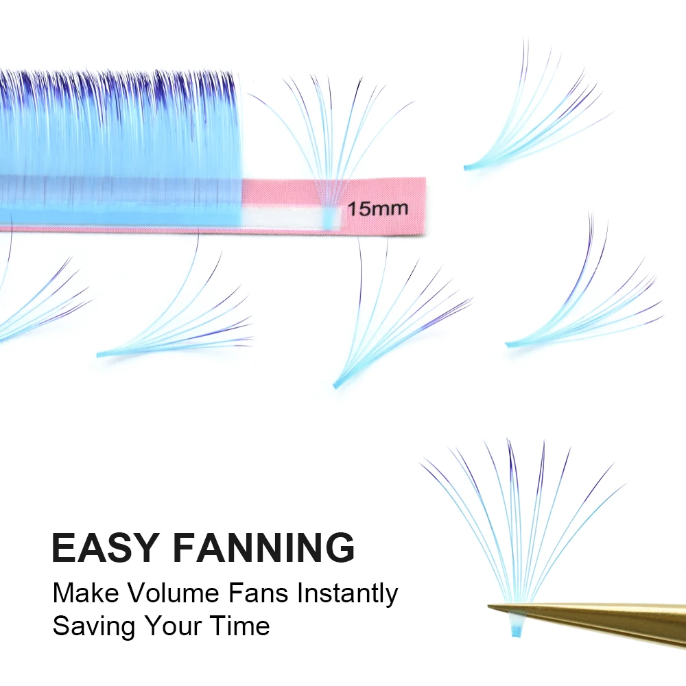 NAGARAKU Color Easy Fanning Eyelash Extension Auto Fans Eyelashes Ombre Blue Pink purple Mix 9-15mm 16 Lines Mega Volume