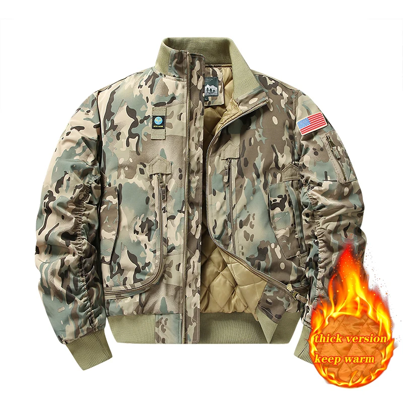 

MA-1 American workwear pilot jacket men's autumn and winter thick baseball jacket fashionable camouflage men's fan cotton jacket
