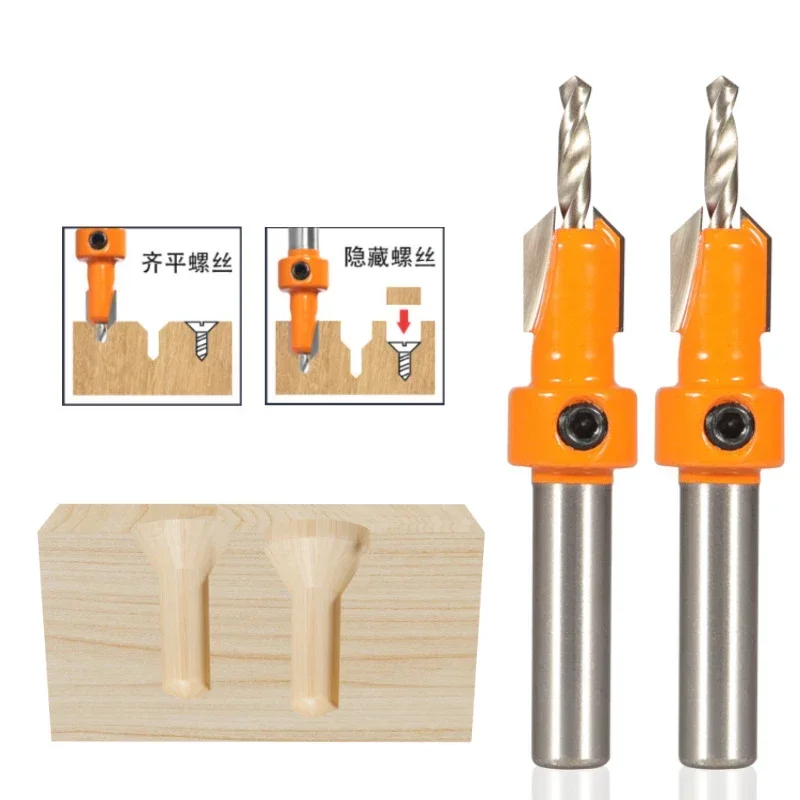 

1PCS 8/10mm Shank HSS Woodworking Step Drill Countersink Router Bit Set Screw Extractor Remon Demolition for Wood Milling Cutter