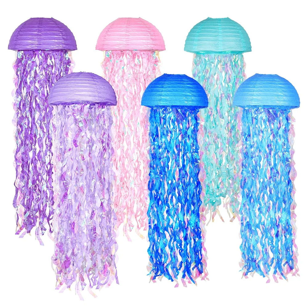 

10 Inch Mermaid Jellyfish Lanterns Pink Purple Blue Hanging Decor for Under The Sea Birthday Party Baby Shower Ocean Theme​