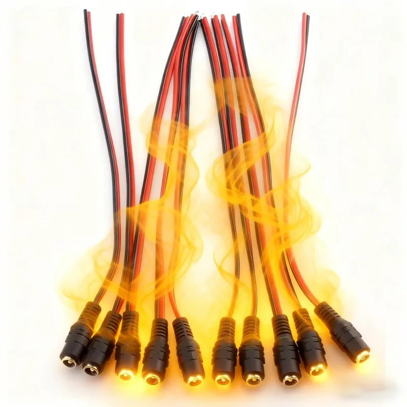1/2/5/10pcs DC Female Plug Power Extension Cable Adapter 5.5x2.1mm Jack Connectors  For CCTV Camera LED Strip DC Wire Cord B5