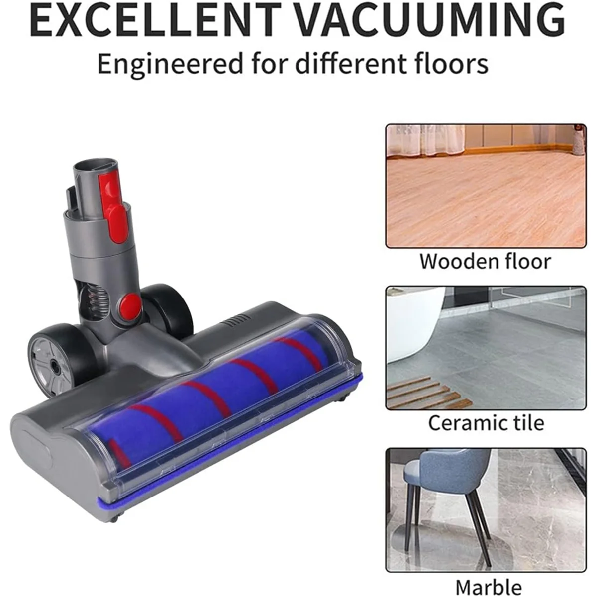 بديل رأس B25B لـ Dyson V7 V8 V10 V11 V15، قطع غيار المكنسة الكهربائية، أسطوانة ناعمة مع إطلاق سريع وأضواء LED