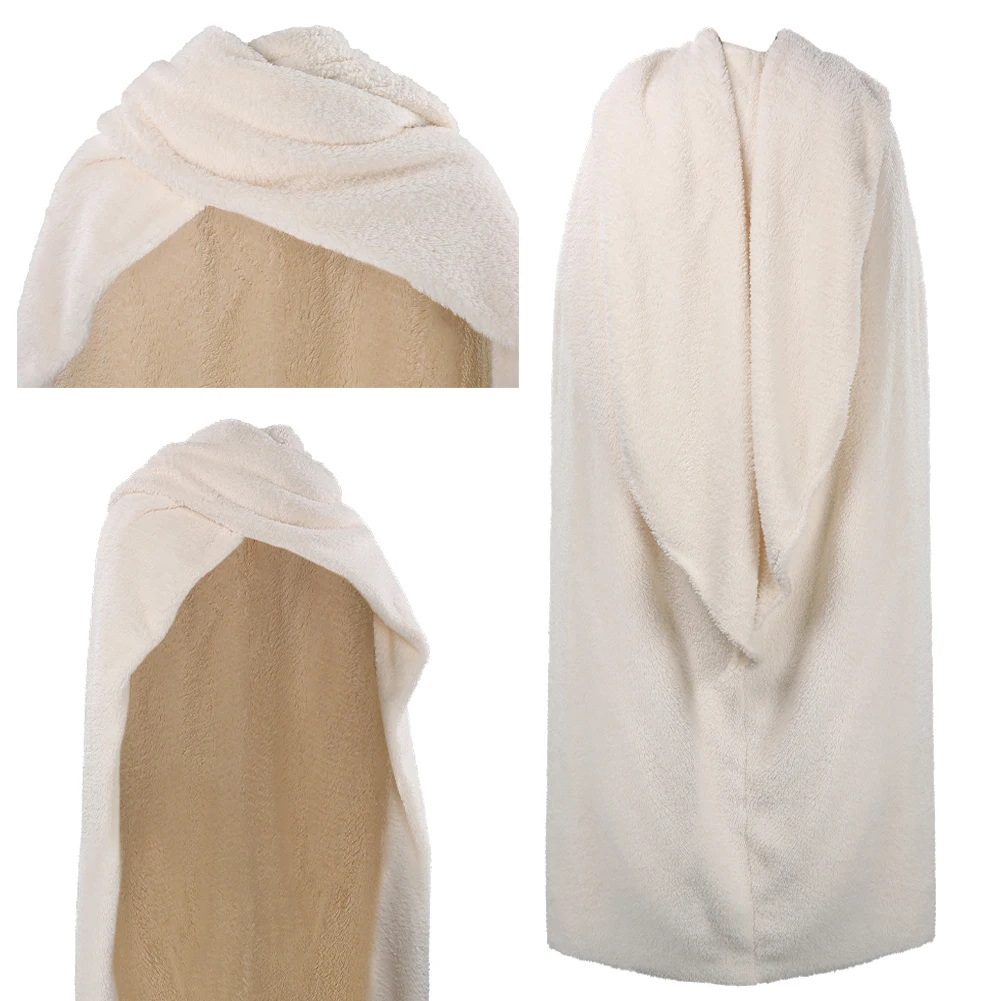 

Movie Space Battle Roleplay Beige Cloak Padme Cosplay Amidala Cape Costume Fleece Blanket Women Halloween Carnival Party Outfits