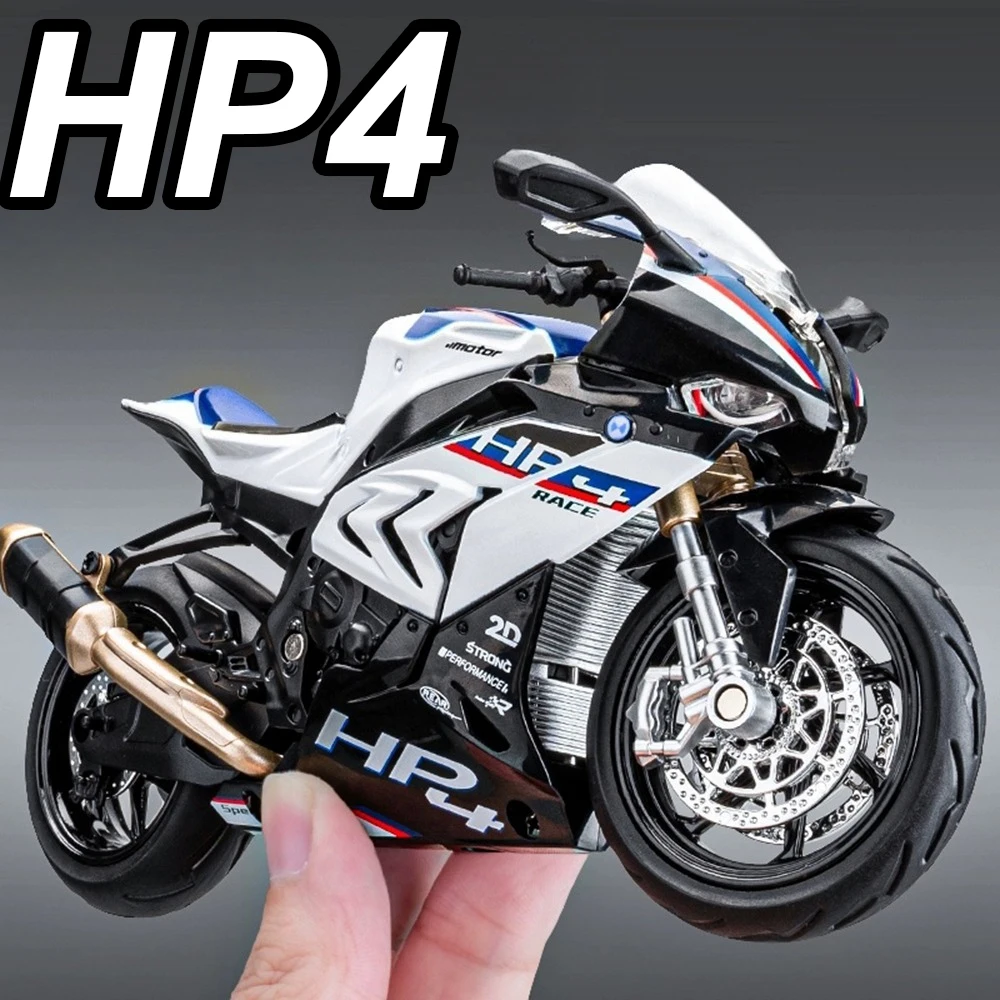 

1:12 HP4 RRS1000 миниатюрные модели мотоциклов, литые под давлением автомобили из сплава, игрушки, легкая музыка, амортизирующий мотоцикл, детские рождественские подарки