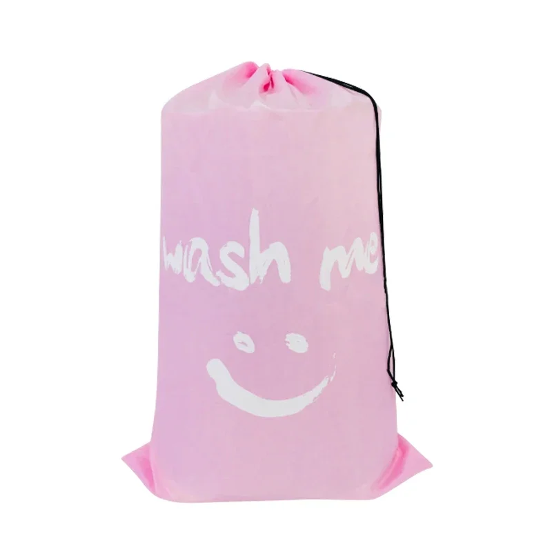 Smiling Shape Oxford Cloth Laundry Bag, Drawstring, Bunched Mouth, Travel Storage Bag, Machine Wash Clothes Organizer