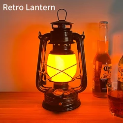 Retro Portable LED Horse Lantern Lamp Rechargeable Hanging Camping Lights 3 Lighting Modes for Desktop Bar Resturant Decoration