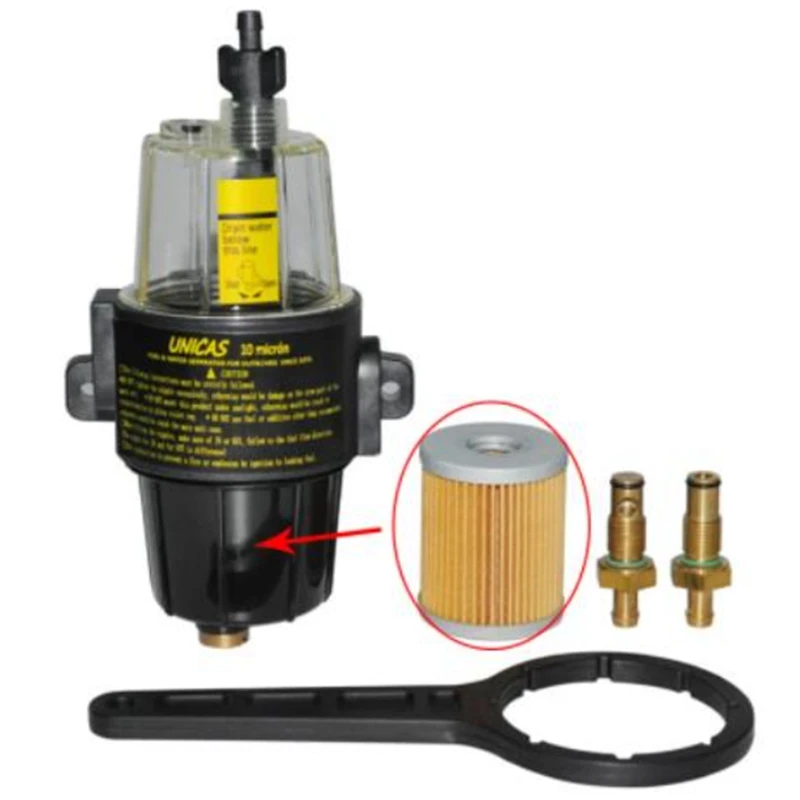 Yacht Engine UF-10K Fuel Filter Assembly-Transparent Bowl For All Outboard Engine Fuel Tanks