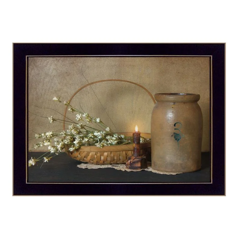 

Basket of Flowers Art Print, Black Frame, Ready to Hang