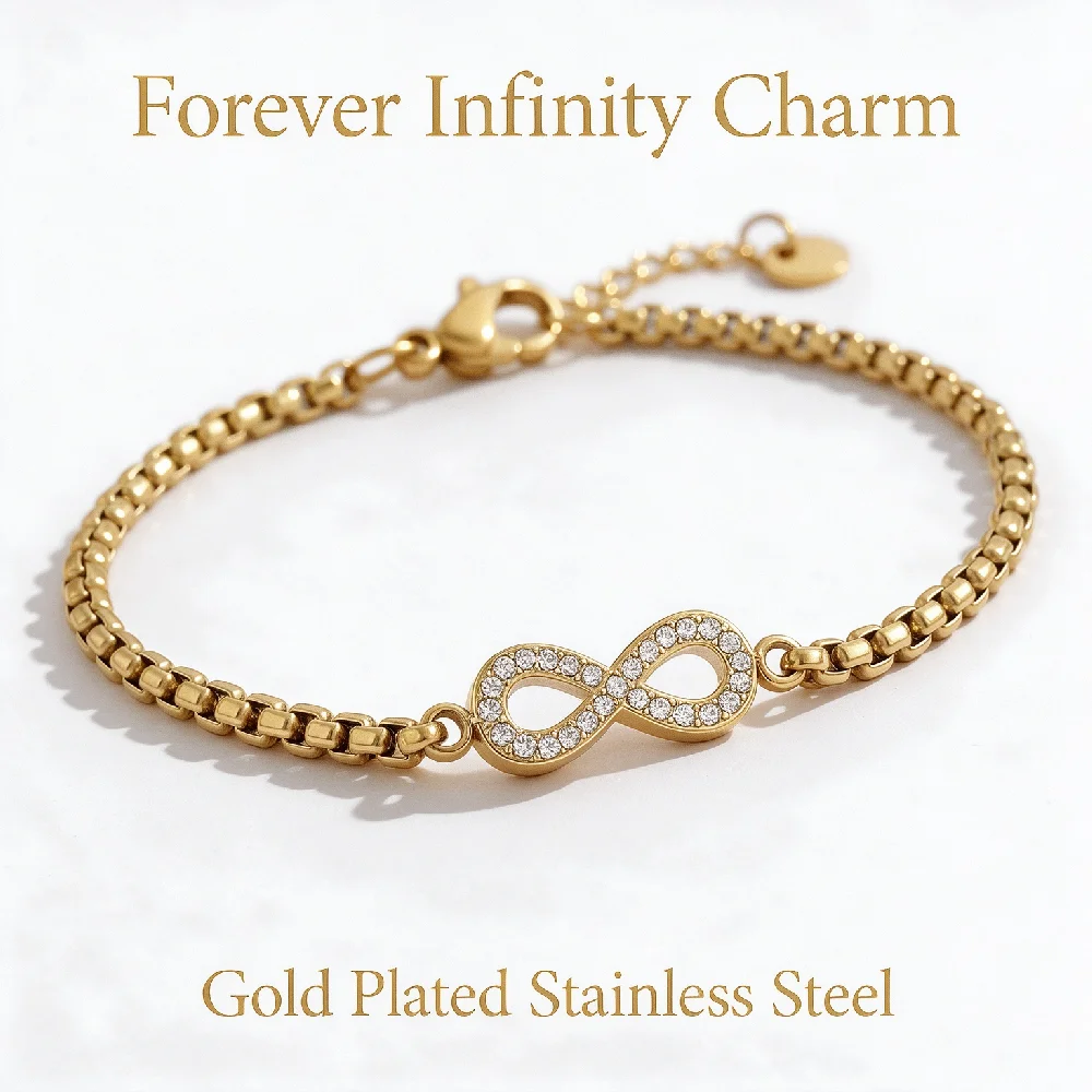Greatera Brand Man Woman Minimalist Fashion Stainless Steel Zircon Infinity Symbol Bracelet Party Classic Waterproof Jewelry
