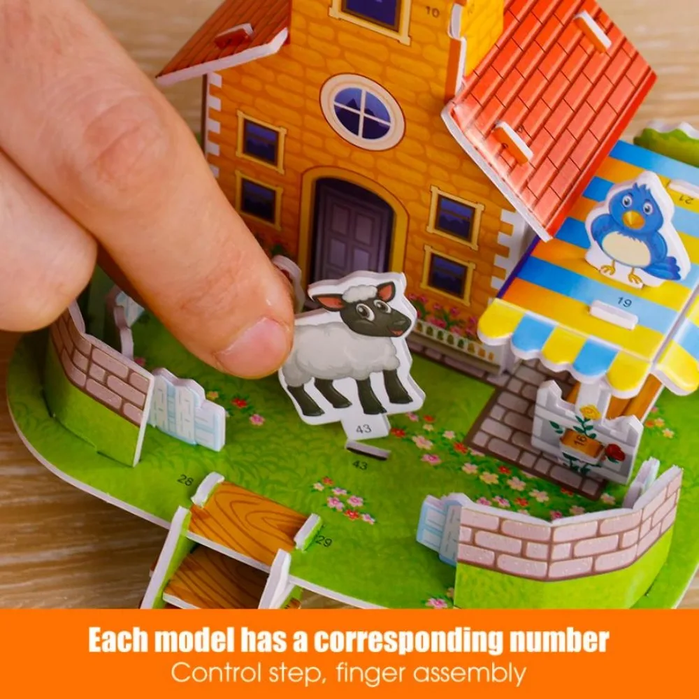 High Quality Handmade 3D Three-dimensional Building 9.8*11cm Random Styles DIY House Assembly Building Model Kindergarten Puzzle