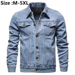 New 2026 Cotton Denim Jacket Men Casual Solid Color Lapel Single Breasted Jeans Jacket Men Autumn Slim Fit Quality Mens Jackets