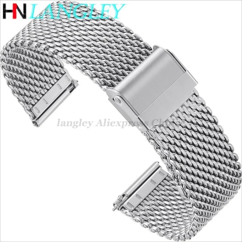 1.0 مللي متر ميلانو شبكة حزام الساعات الفولاذ المقاوم للصدأ القرش شبكة حزام ساعة اليد 18 مللي متر 20 مللي متر 22 مللي متر 24 مللي متر الإفراج السريع أساور لأحزمة Seiko