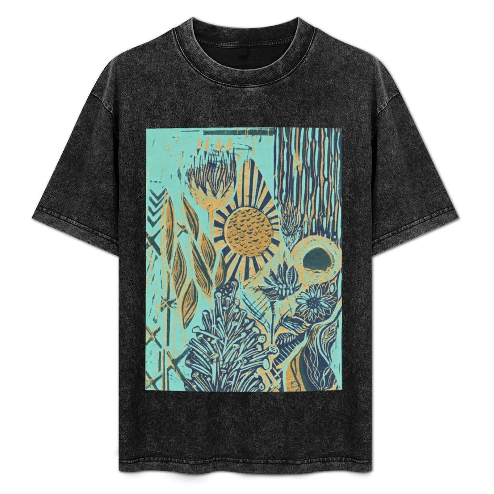 city bloom teal & gold T-Shirt hippie clothes anime clothes baggy shirts cute clothes mens graphic t-shirts pack