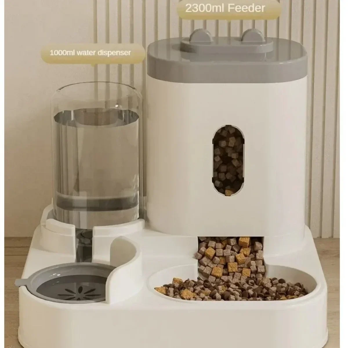 3 bowl dog feeder elevated storage Pet Feeding Station Pet Dish Bowl Set with Storage, 2 Elevated Dog Bowls for Large Sized Dogs