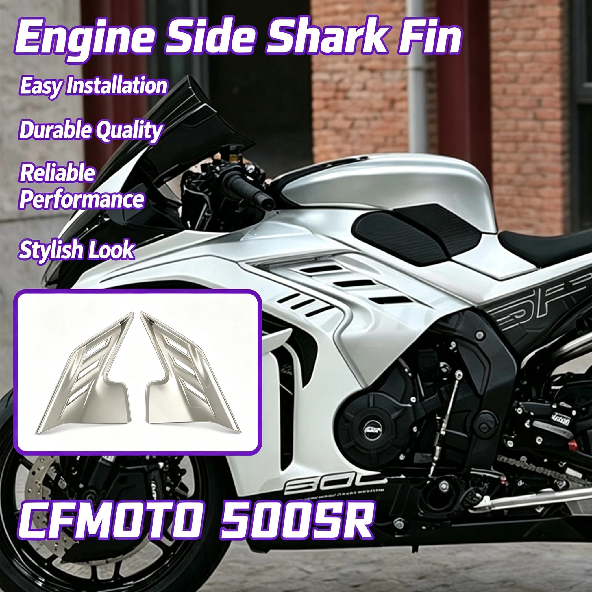 For CFMOTO 500SR New Model, Engine Side Cover Shark Fin Racing Side Guard Motorcycle Airflow Cover Accessories