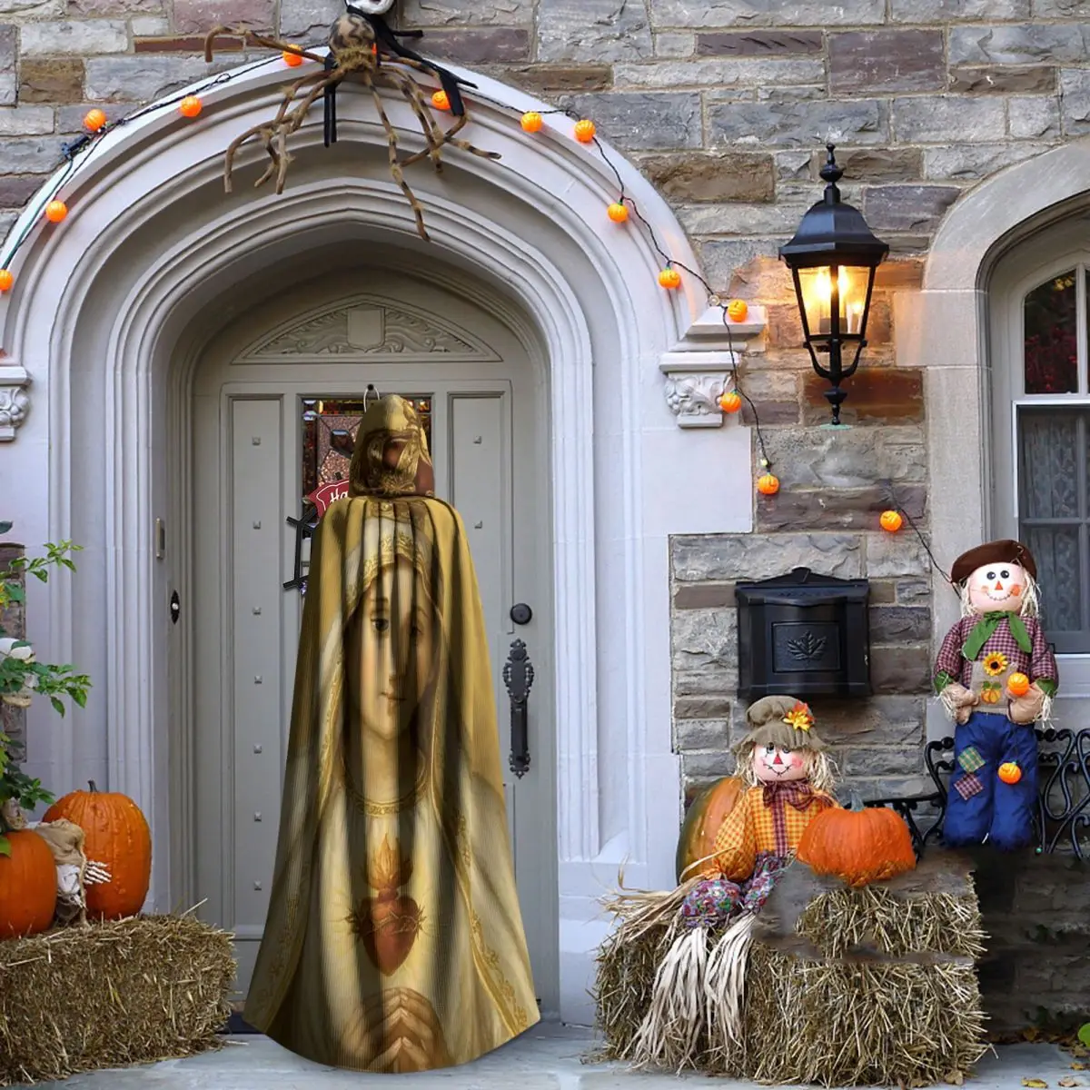 Длинный плащ с капюшоном Девы Марии, средневековый костюм ведьмы, накидка для косплея, Хэллоуин, вампир, для взрослых, унисекс